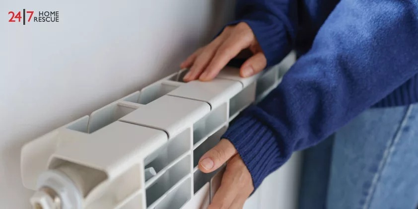 A person is checking the radiator