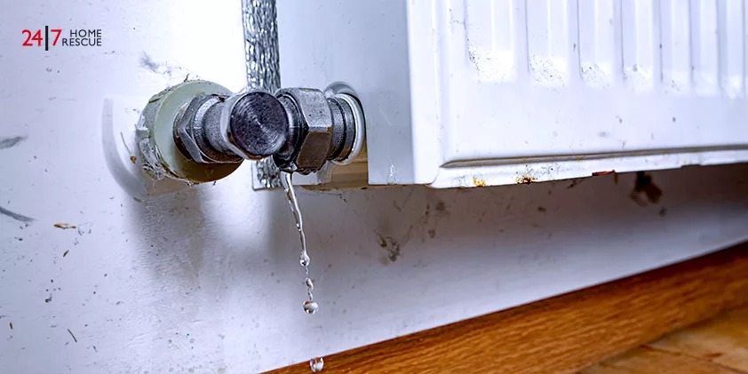 The radiator is Leaking due to the buildup of sludge and debris