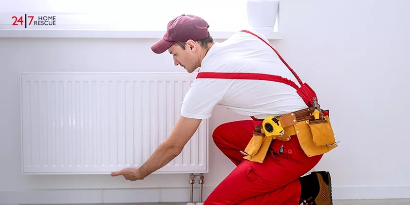 An engineer is balancing a radiator