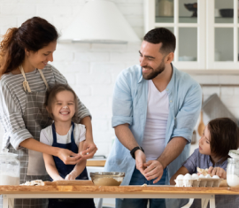 A family is enjoying complete peace of mind in the kitchen