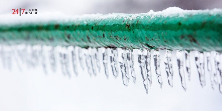 A frozen condensate pipe in winters