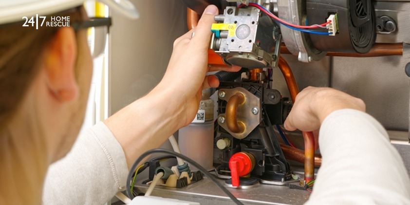 Modern gas boiler air exhaust fan