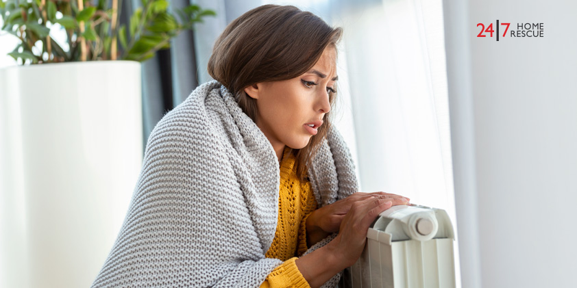 Woman worried about a faulty boiler radiator