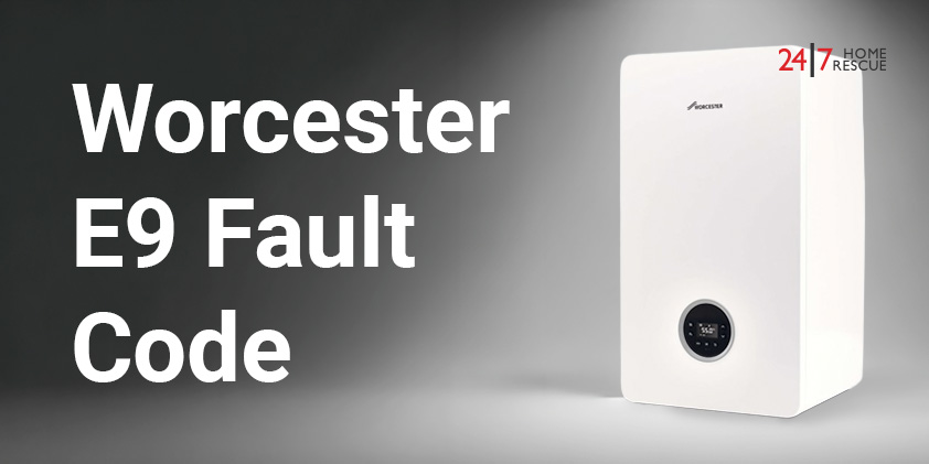 The Worcester boiler displays an E9 fault code