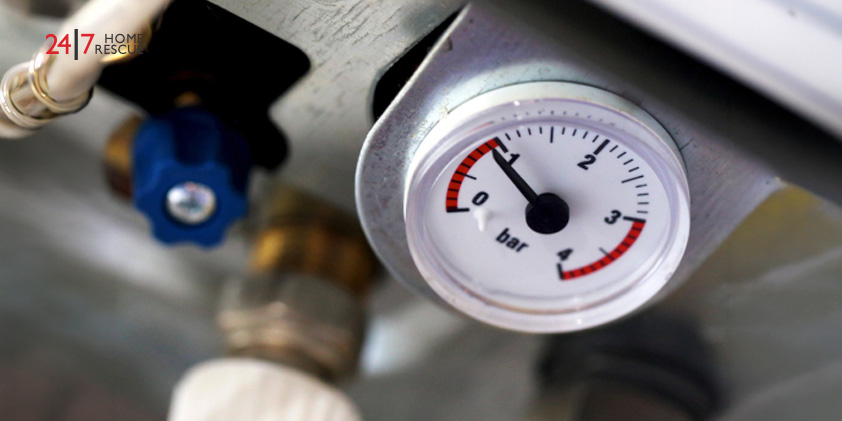 Boiler pressure gauge showing decreased boiler pressure