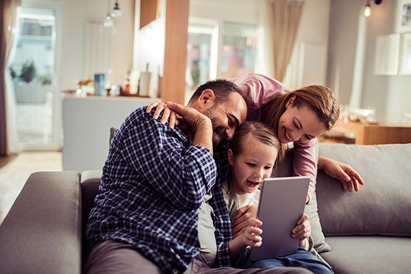 Family happy together at home