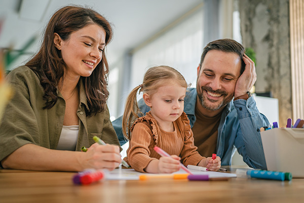 Family spending quality time at home